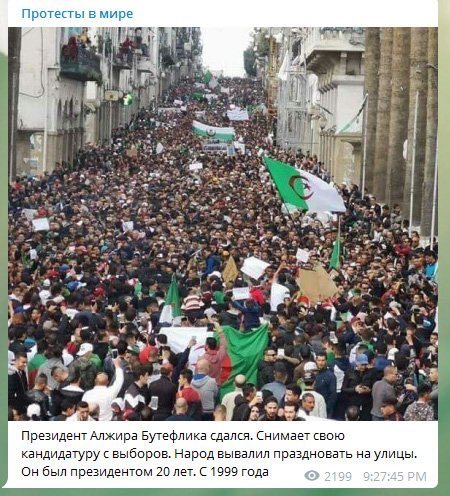 Президент Алжира отказался идти на пятый срок на фоне протестов