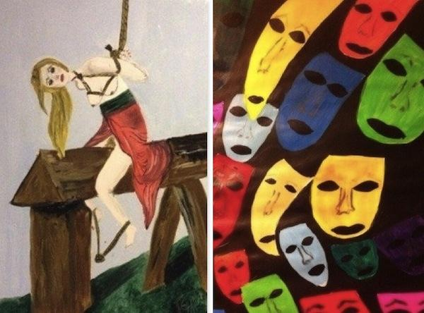 Девушка, рисующая лобком